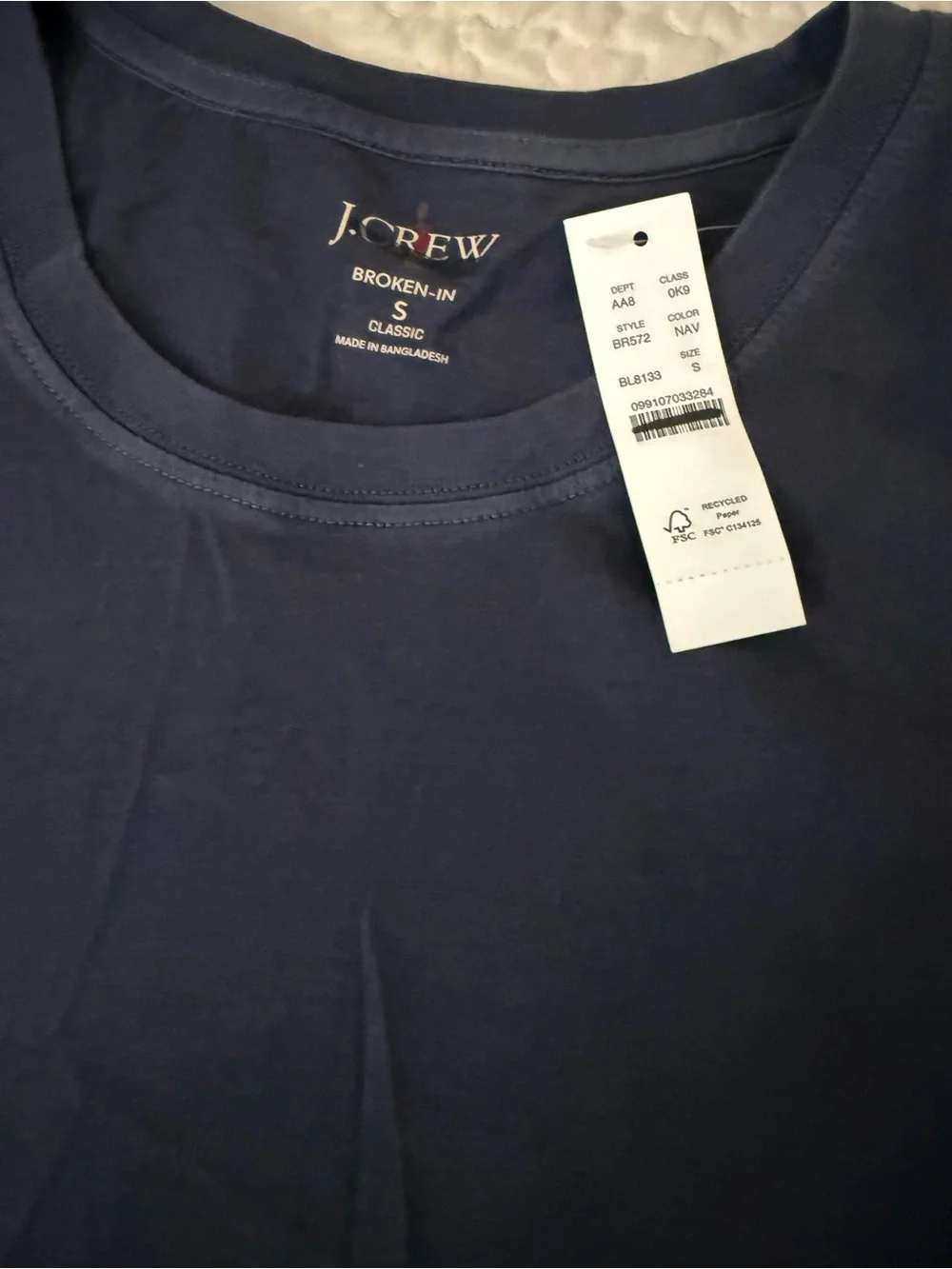 J.CREW Broken-In Men's Navy Tank Top Size S Classic Fit Cotton Crew Tagless